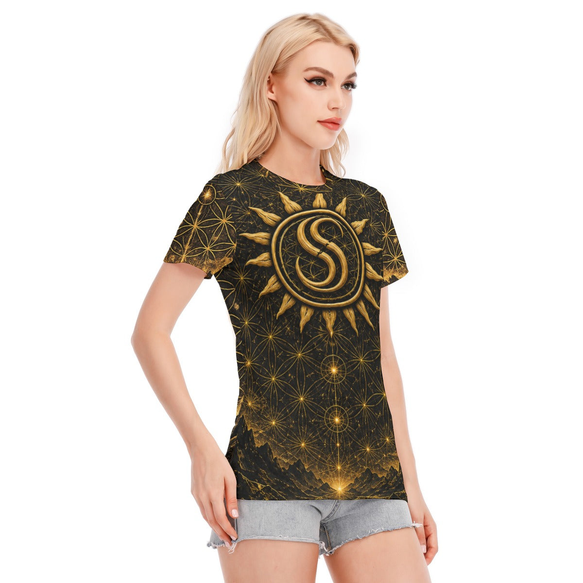 All-Over Print Women's Round Neck T-Shirt | 190GSM Cotton