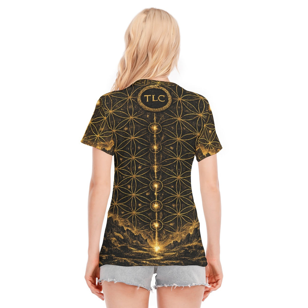 All-Over Print Women's Round Neck T-Shirt | 190GSM Cotton